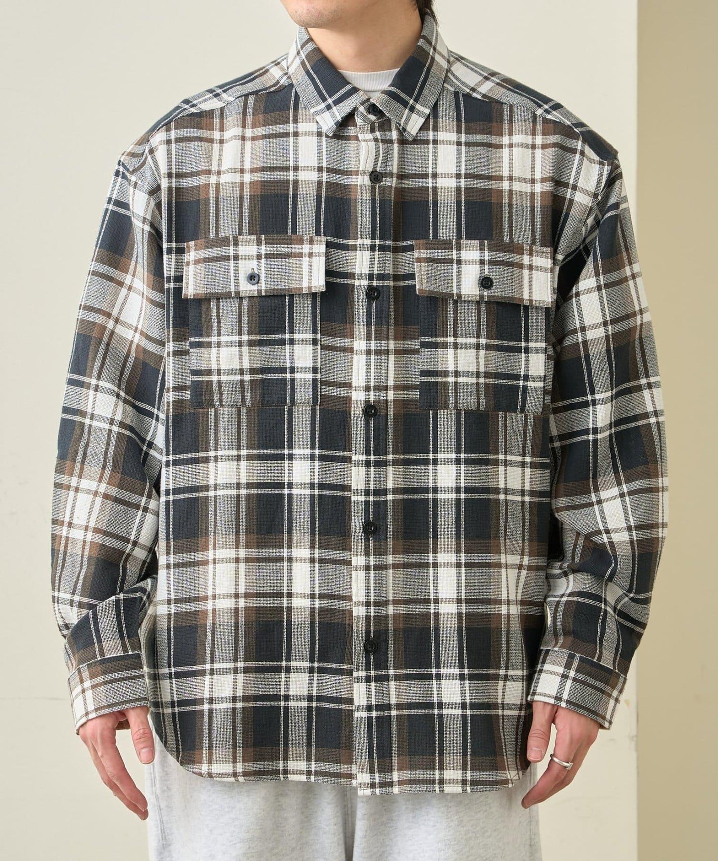 巴拿馬格紋襯衫夾克