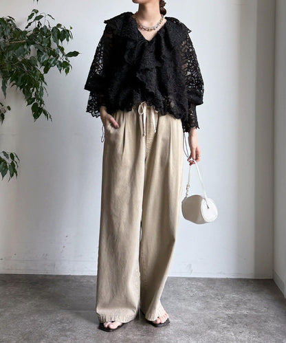 小披肩款蕾絲襯衫