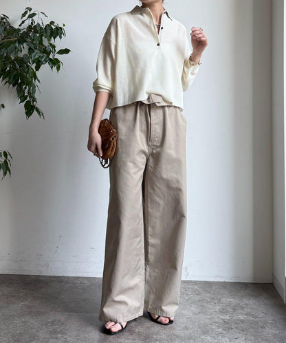 珠地紋帶領針織上衣