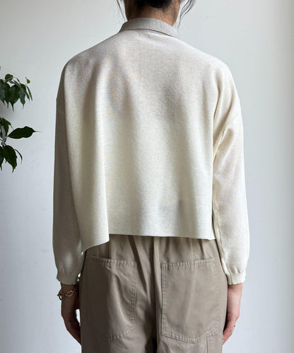 珠地紋帶領針織上衣