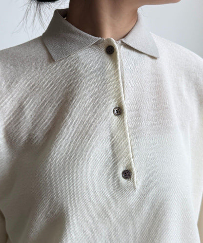 珠地紋帶領針織上衣