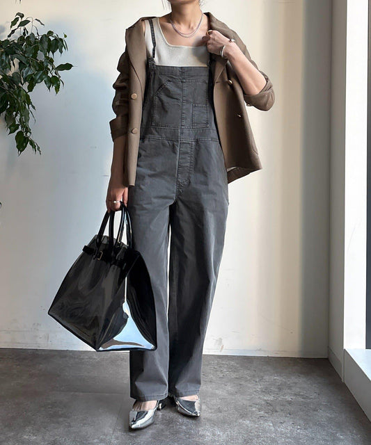 彈力斜紋做舊染色連體褲