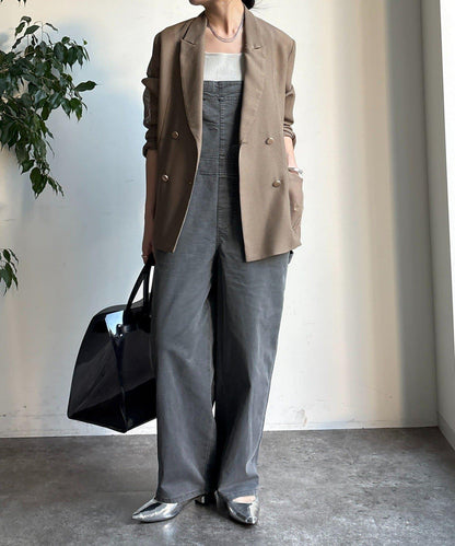 彈力斜紋做舊染色連體褲