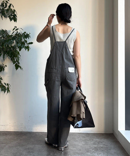 彈力斜紋做舊染色連體褲