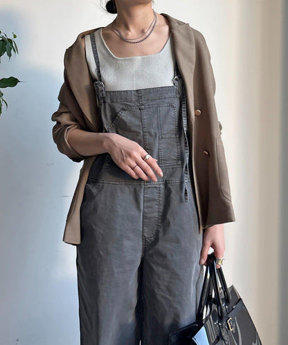 彈力斜紋做舊染色連體褲