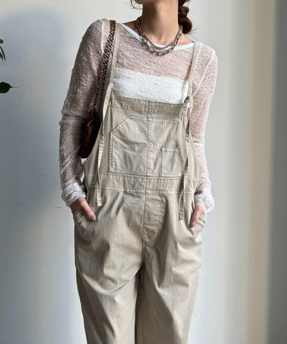 彈力斜紋做舊染色連體褲