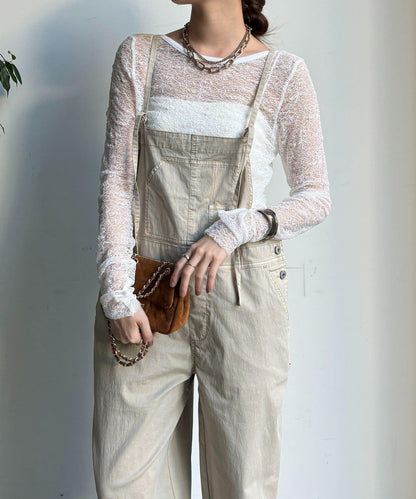 彈力斜紋做舊染色連體褲