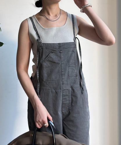 彈力斜紋做舊染色連體褲