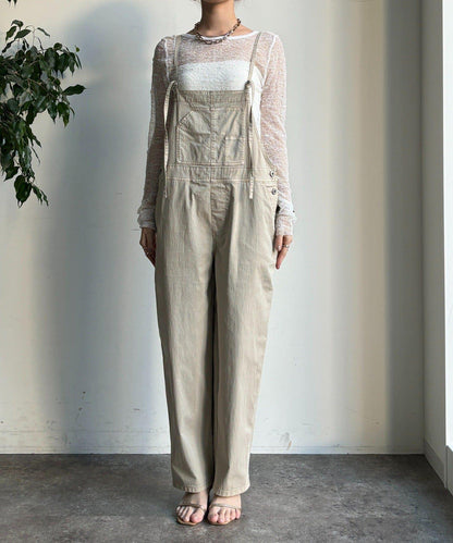 彈力斜紋做舊染色連體褲