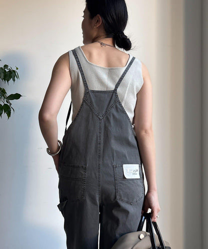 彈力斜紋做舊染色連體褲