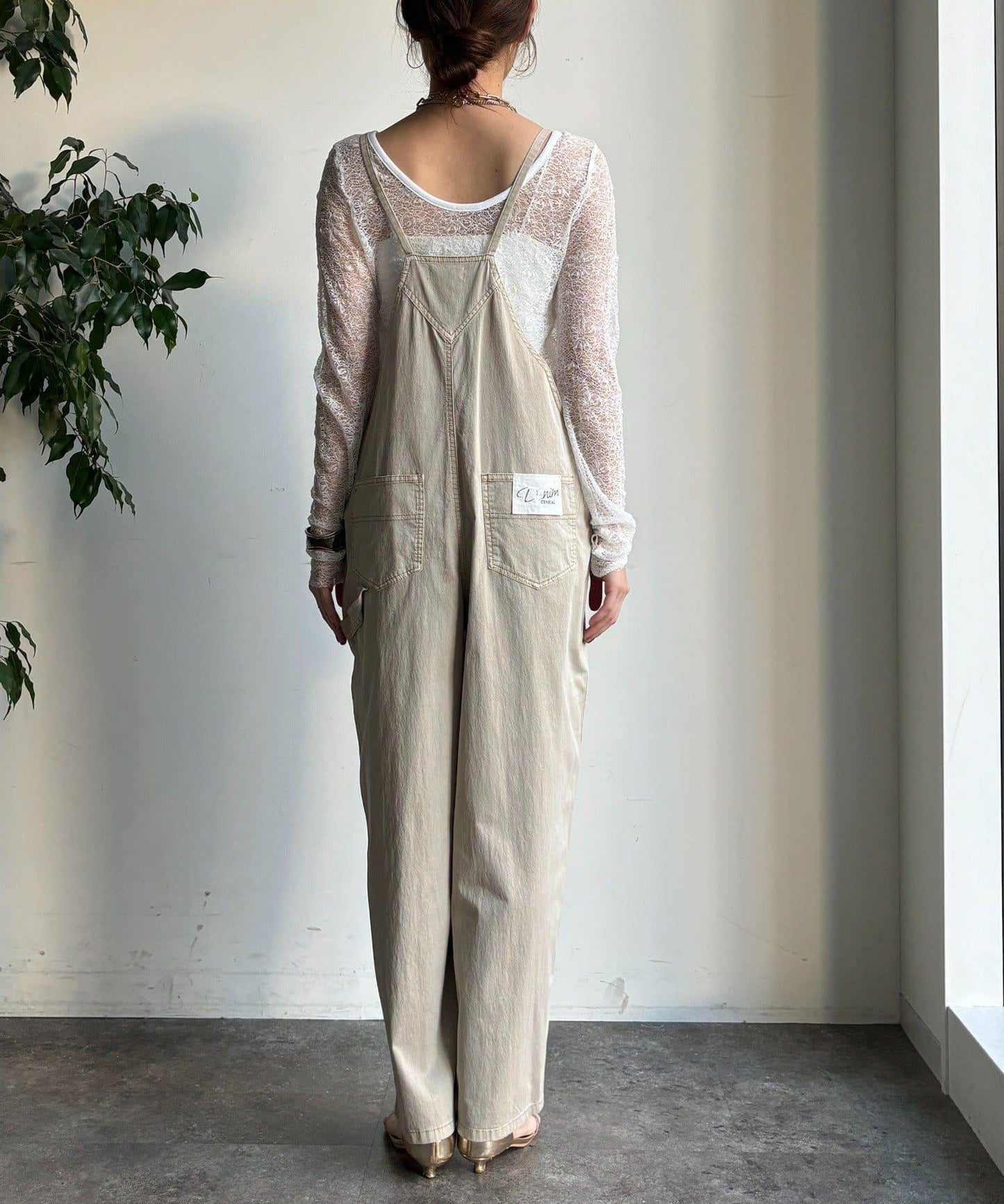 彈力斜紋做舊染色連體褲