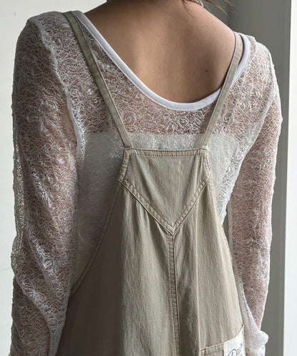 彈力斜紋做舊染色連體褲