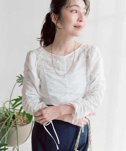 鬆緊褶 抽繩袖 女襯衫