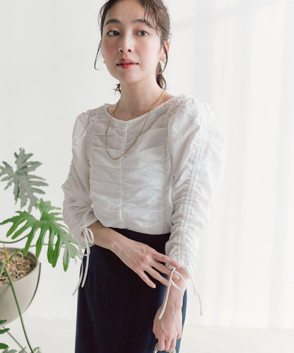 鬆緊褶 抽繩袖 女襯衫