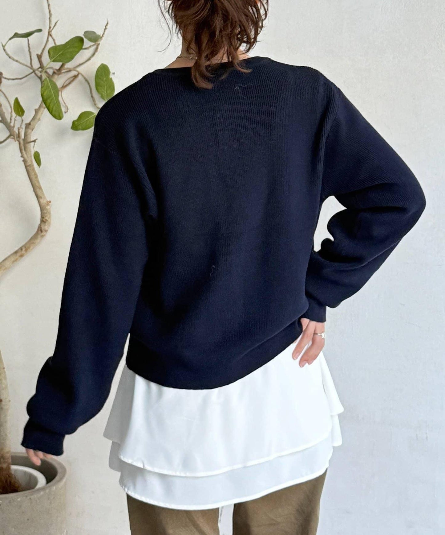 U.S. POLO ASSN. 畦編針織 金色紐扣 針織開衫