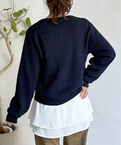 U.S. POLO ASSN. 畦編針織 金色紐扣 針織開衫