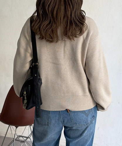 U.S. POLO ASSN. 畦編針織 金色紐扣 針織開衫