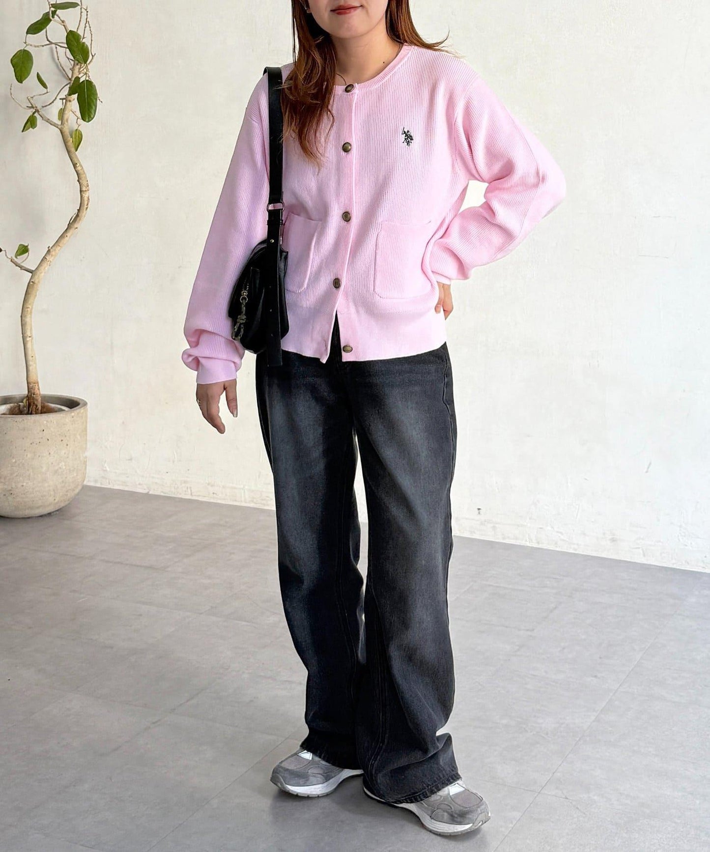 U.S. POLO ASSN. 畦編針織 金色紐扣 針織開衫