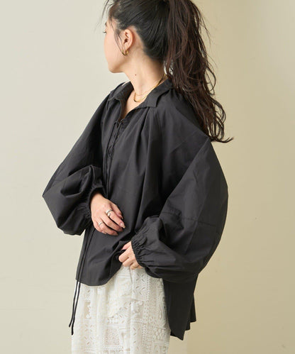 繫帶蓬袖襯衫