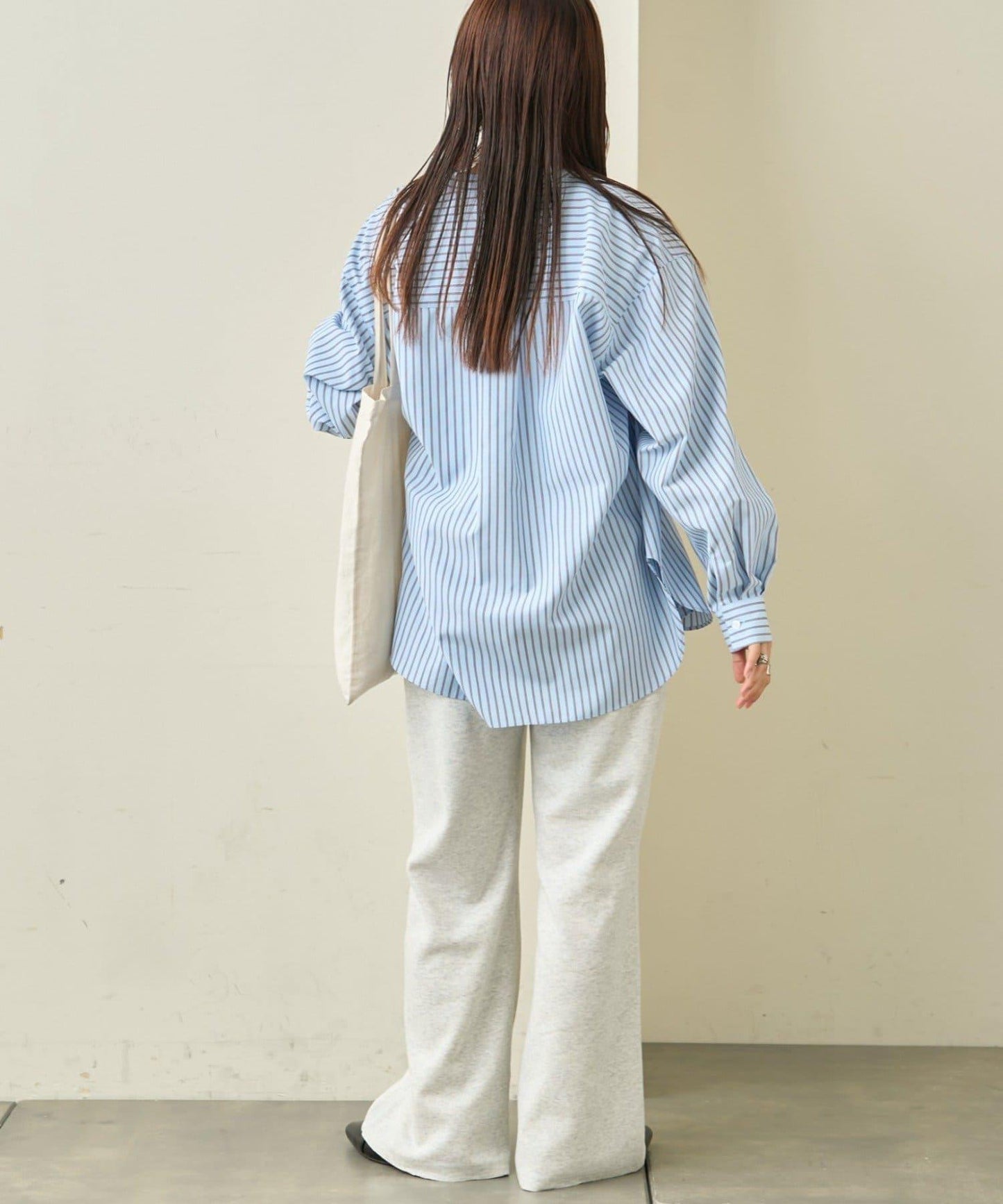 顯瘦效果 羅紋空氣層面料 喇叭褲 褲子