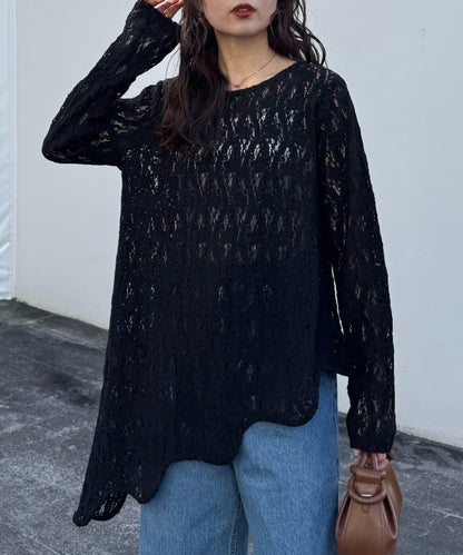 willow 不對稱蕾絲長款上衣
