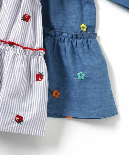 水果刺繡 荷葉邊層疊設計 長款上衣