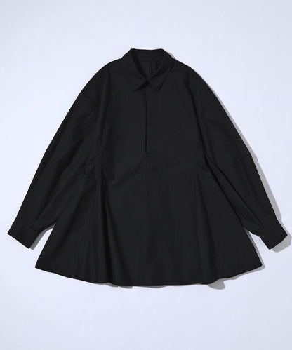 喇叭廓形 開襟領 氣球袖 襯衫