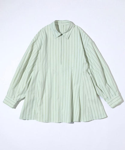 喇叭廓形 開襟領 氣球袖 襯衫