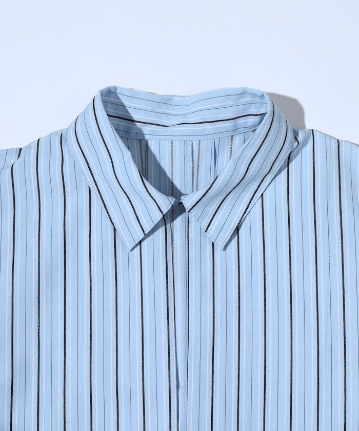 喇叭廓形 開襟領 氣球袖 襯衫