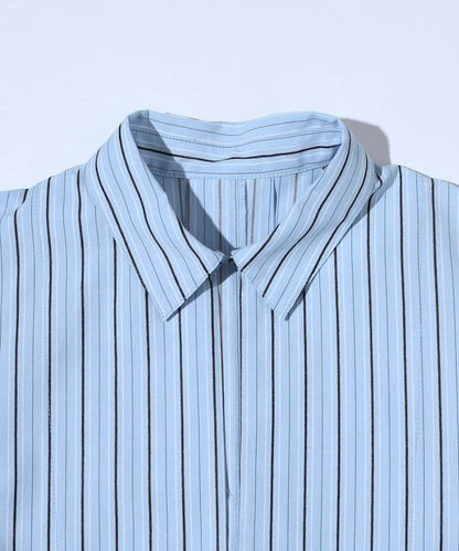 喇叭廓形 開襟領 氣球袖 襯衫