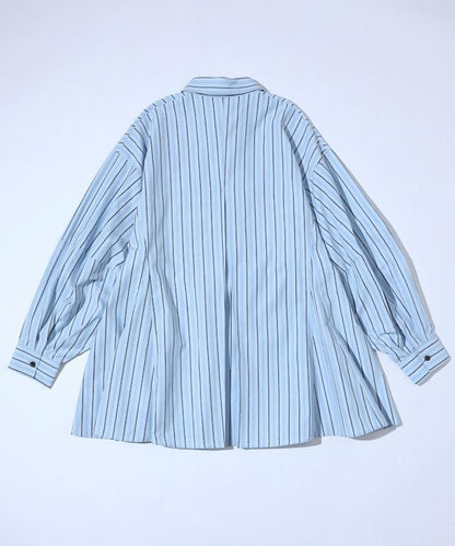 喇叭廓形 開襟領 氣球袖 襯衫