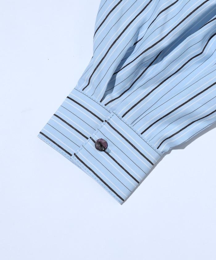 喇叭廓形 開襟領 氣球袖 襯衫