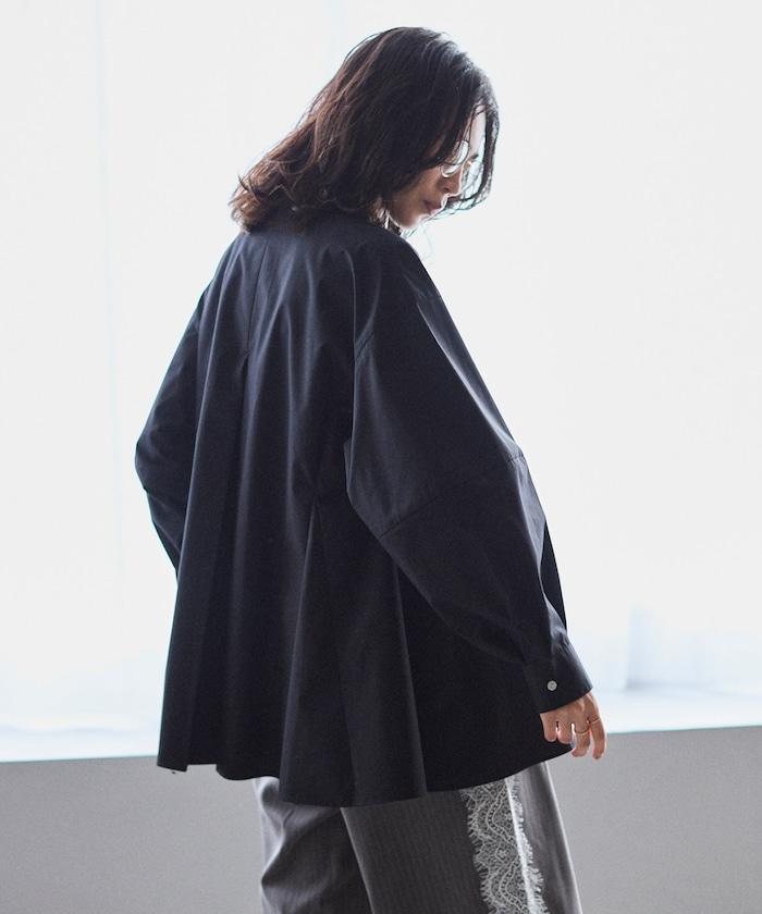 喇叭廓形 開襟領 氣球袖 襯衫