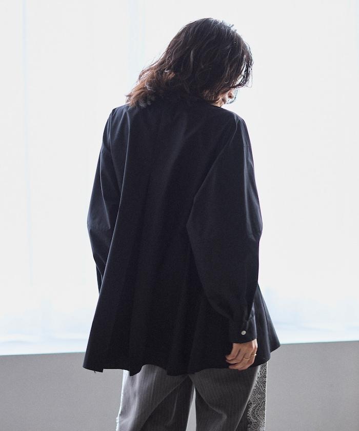 喇叭廓形 開襟領 氣球袖 襯衫