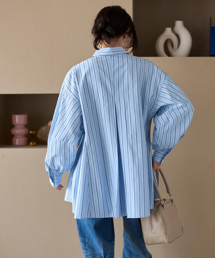 喇叭廓形 開襟領 氣球袖 襯衫