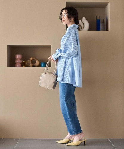 喇叭廓形 開襟領 氣球袖 襯衫