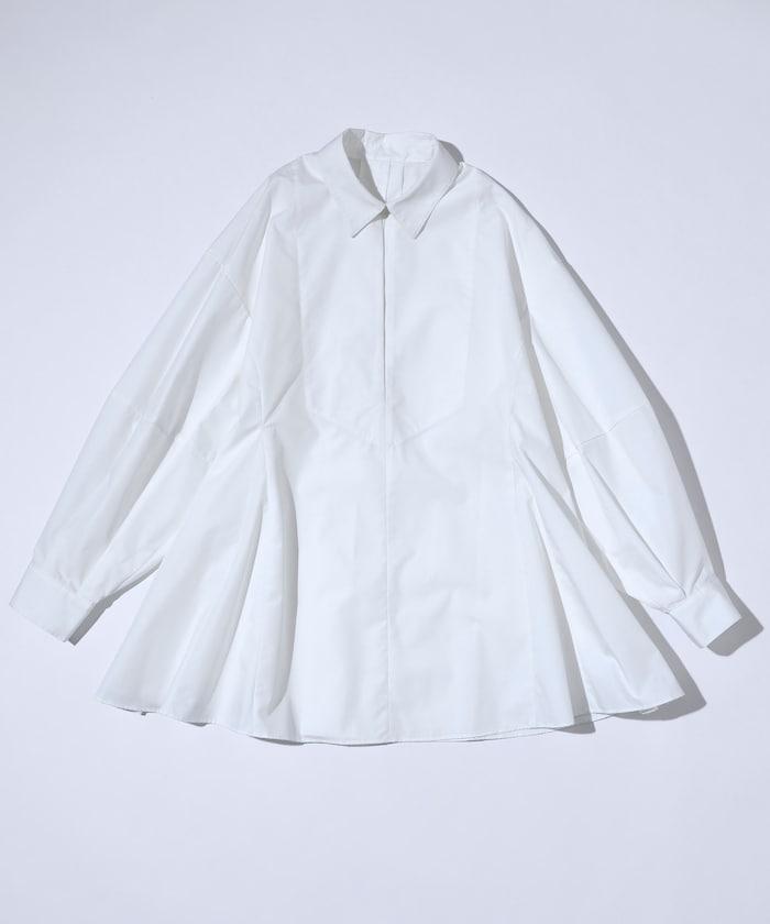 喇叭廓形 開襟領 氣球袖 襯衫