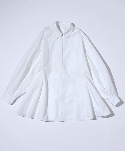 喇叭廓形 開襟領 氣球袖 襯衫