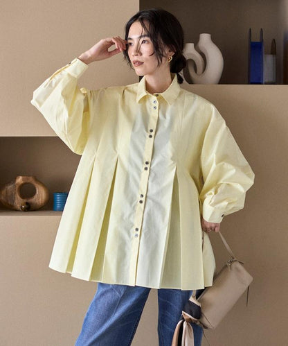 箱褶 蓬袖 長袖襯衫