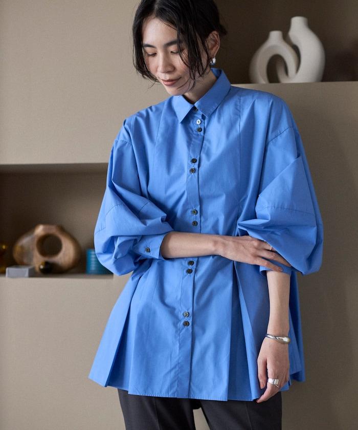 箱褶 蓬袖 長袖襯衫