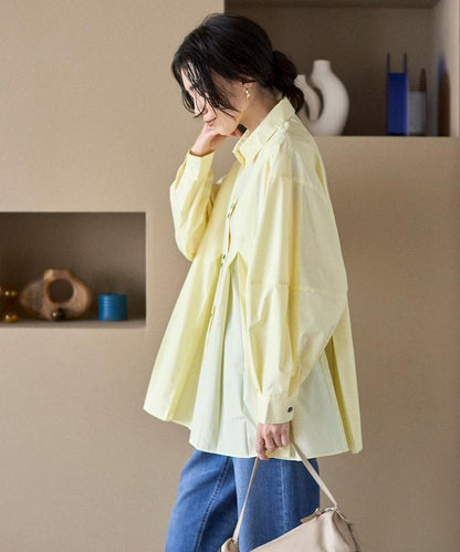 箱褶 蓬袖 長袖襯衫