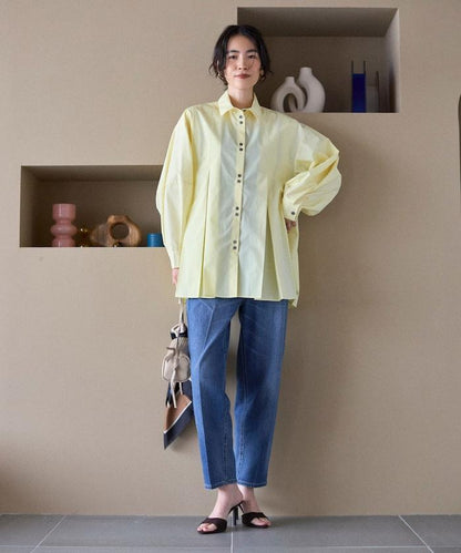 箱褶 蓬袖 長袖襯衫