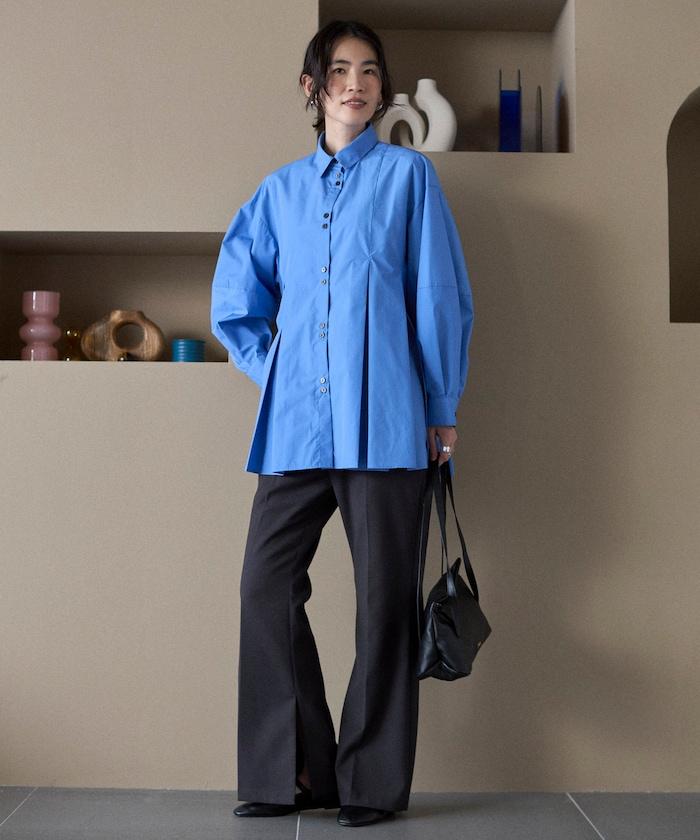 箱褶 蓬袖 長袖襯衫