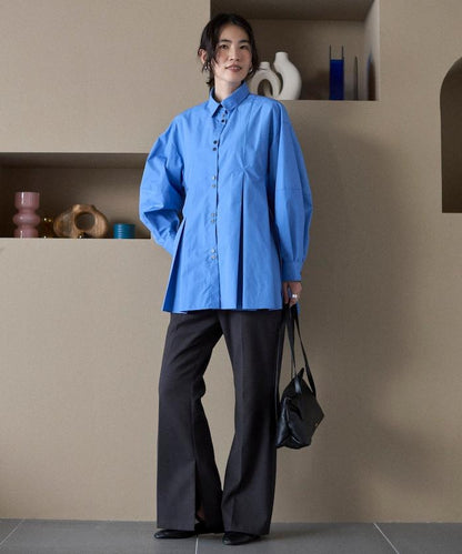 箱褶 蓬袖 長袖襯衫