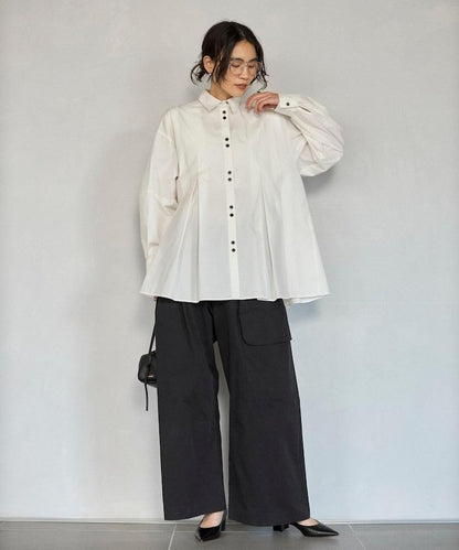 箱褶 蓬袖 長袖襯衫