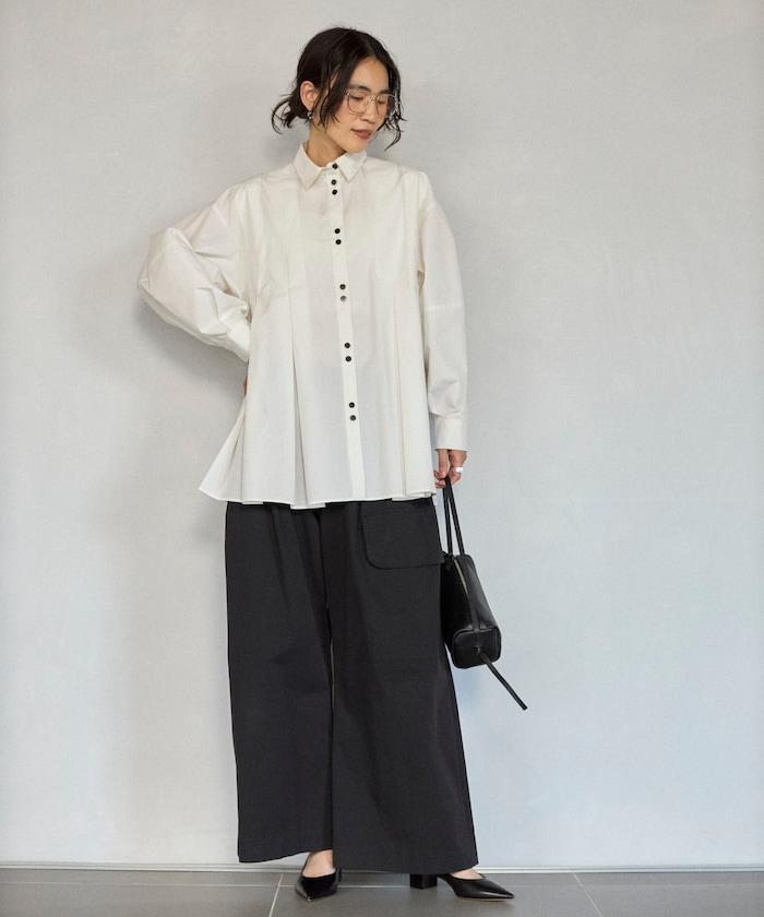 箱褶 蓬袖 長袖襯衫