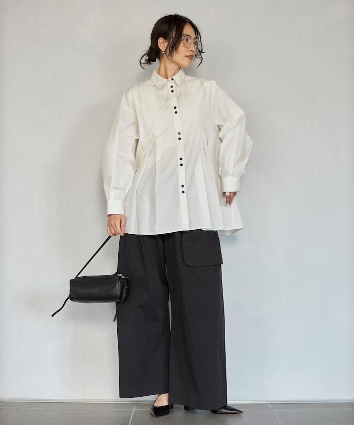 箱褶 蓬袖 長袖襯衫