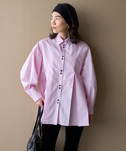 箱褶 蓬袖 長袖襯衫
