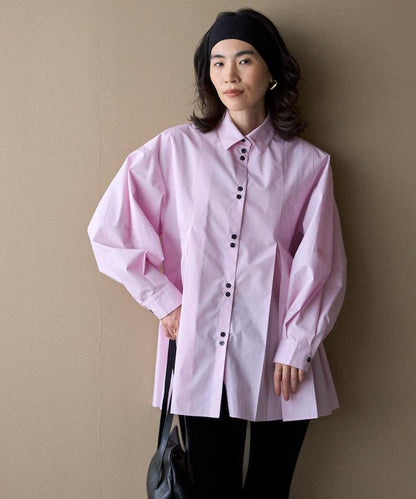 箱褶 蓬袖 長袖襯衫