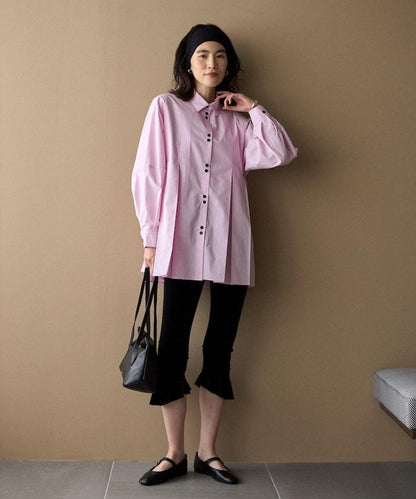 箱褶 蓬袖 長袖襯衫